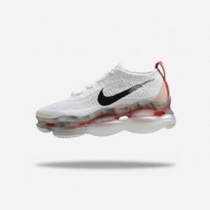 Sneakersy Nike Air Max Scorpion Flyknit, Lunar New Year Leap High, pełna poduszka Air, cholewka Flyknit z Flywire, unisex, biało-czerwone FD4319-101