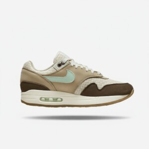 Sneakersy Nike Air Max 1 Crepe Hemp, unisex, zamsz, skóra, hanf canvas, podeszwa crepe, poduszka Max Air FD5088-200