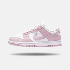 Sneakersy Nike Dunk Low Pink Corduroy, unisex, cholewka skóra z zamszowymi nakładkami, podeszwa guma, biało-różowy FN7167-100