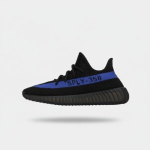 Sneakersy Adidas Yeezy Boost 350 V2 Dazzling Blue, unisex, cholewka Primeknit, podeszwa Boost, pasek Sply-350, czarno-niebieskie GY7164