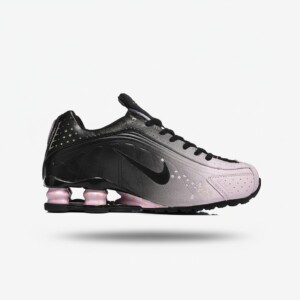 Nike Shox R4 Sakura, konstrukcja Shox w pięcie, cholewka syntetyk z perforacją, damskie, różowo-czarne IB8872-600