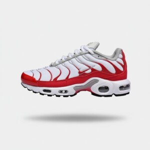 Sneakersy męskie Nike Air Max Plus, biało czerwone, siatka i syntetyk, Wolf Grey, konstrukcja TN, IF6224-101