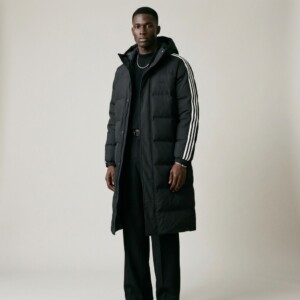 Kurtka Adidas Long Puffer Jacket Black/White, męska, poliester, ocieplana, czarny kolor, JD3749