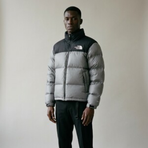 Kurtka The North Face 1996 Retro Nuptse Smoked Pearl TNF Black, unisex, nylon, zapięcie na zamek i napy, kolor szary czarny NF0A3C8DRPI